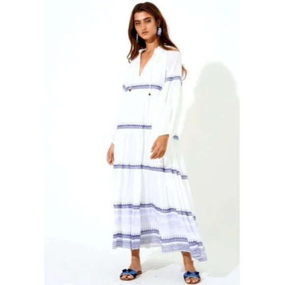 Olpihant Women's Marrakesh Maxi Dress Long Balloon Sleeve White Flowy sz XS NWT - Picture 1 of 4